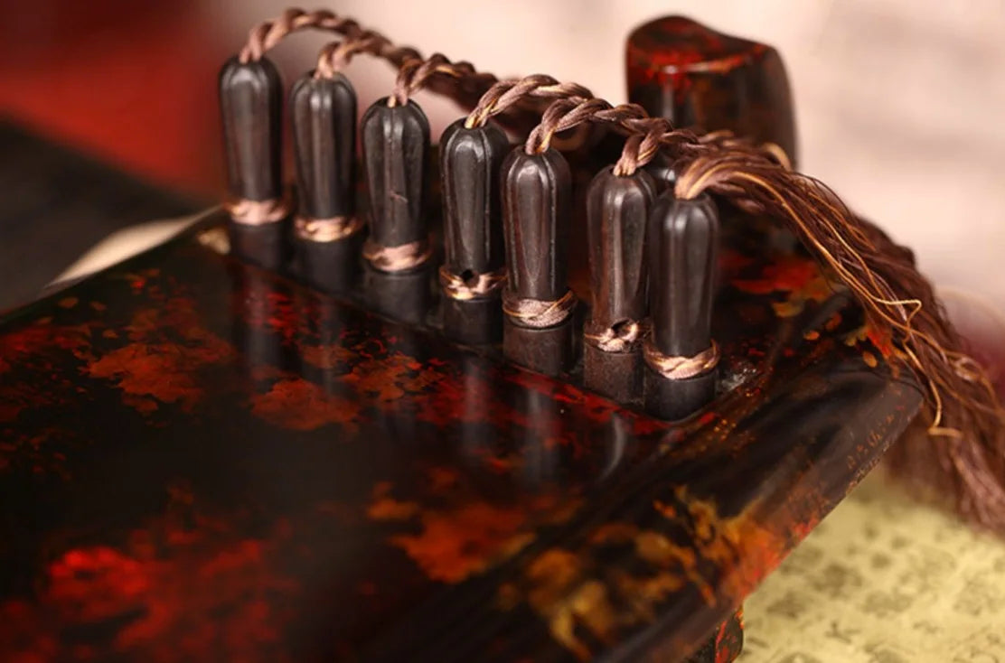 Guqin Banana leaf type Laoshanmu Cinnabar red Professional performance Chinese stringed instruments