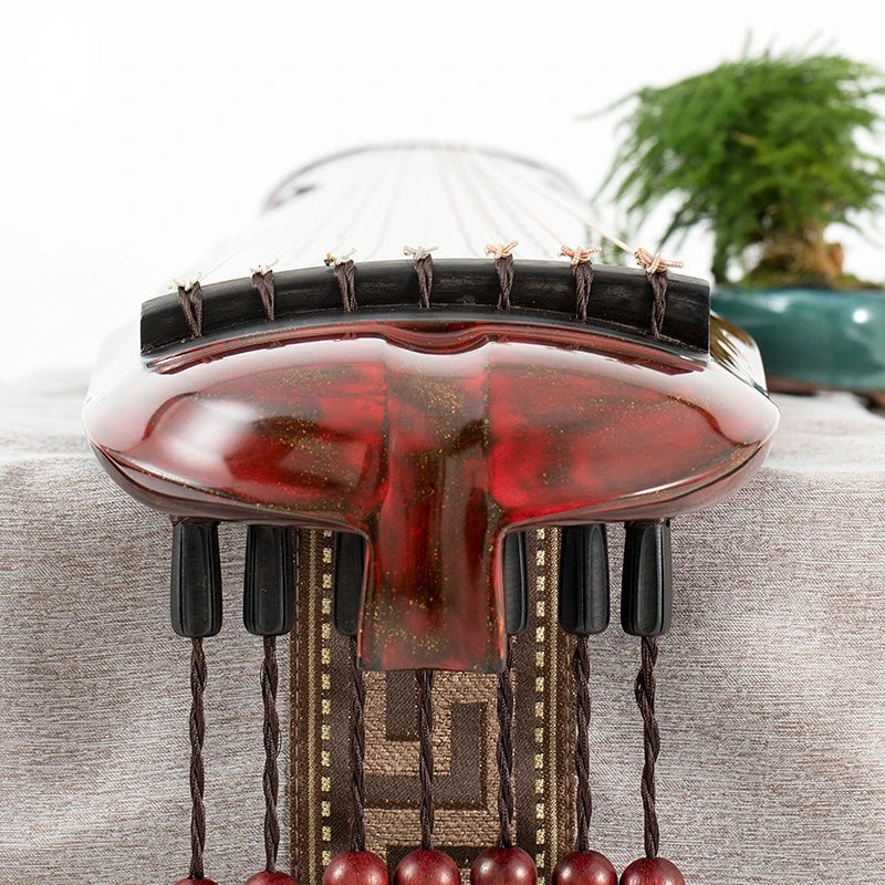 Guqin performance-grade pure handmade Fuxi-style banana leaf style guqin old cedar lacquer Chinese zither string instrument