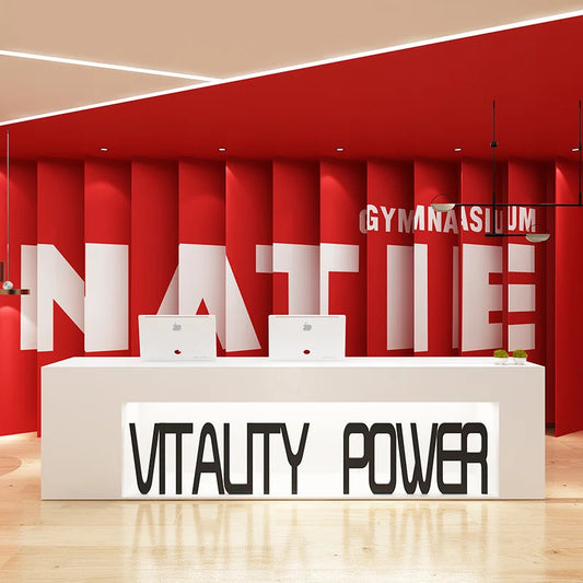 Gym dance studio paint front desk beauty salon cashier simple modern bar company reception desk