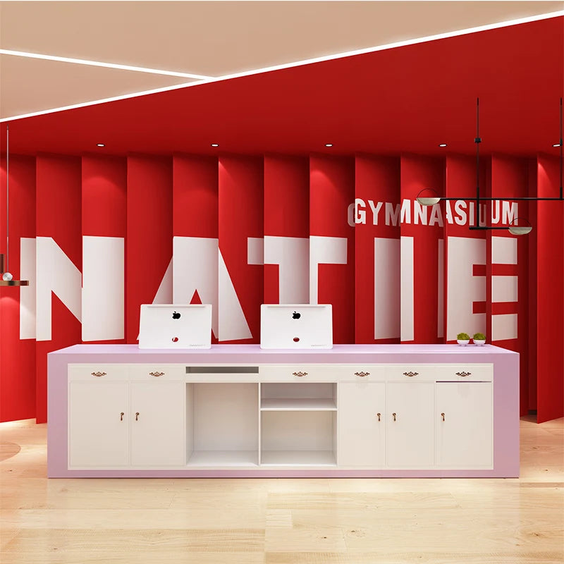 Gym dance studio paint front desk beauty salon cashier simple modern bar company reception desk