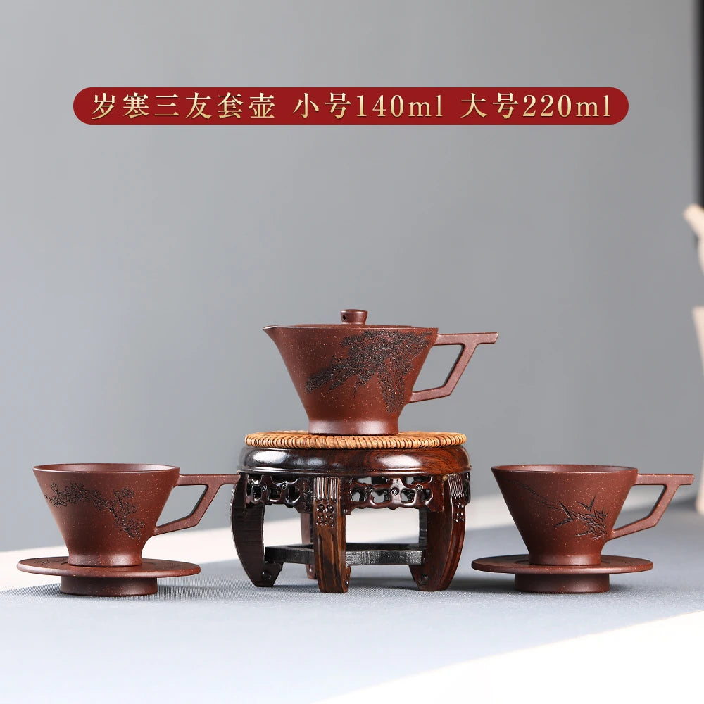 |H pot spring high-end recommended pure manual famous soloing suit teapot set limit to poetic age of pot