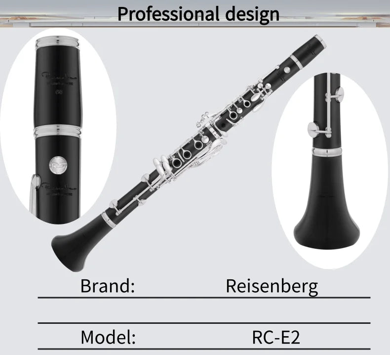 Professional Grenadilla Ebony Wooden Bb Soprano18 Key Clarinet Silver plated Keys Italian Pads With Case