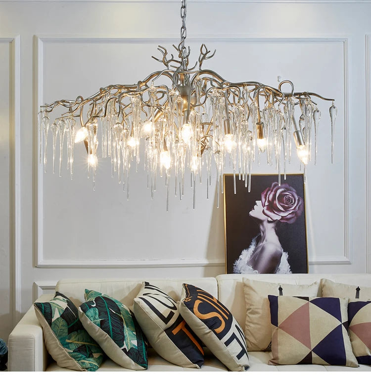 Modern living room chandelier crystal personality simple villa dining room bedroom French designer model office lamps