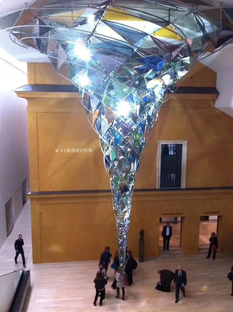 Glass crystal chandelier Italian hotel lobby duplex villa villa beauty salon glass restaurant lamp