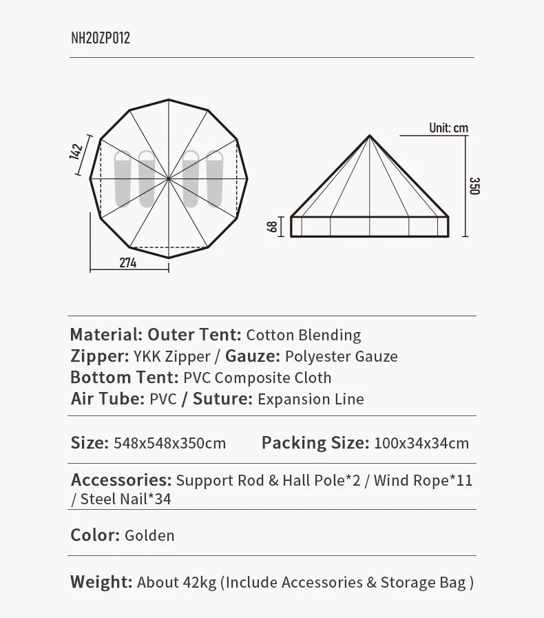 ANTNX Naturehike 20㎡ Large Camping Tent Tribe Pyramid 3-4 Person Tent Outdoor Windproof Family Tent Luxury Sun Shelter - Brighten20 ANTNX.COM