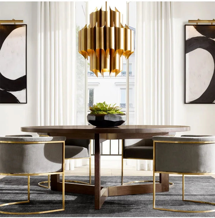 All-copper post-modern light luxury chandelier simple hotel club bedroom model room villa light luxury chandelier