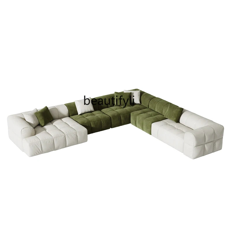 HJ Tofu Block Imperial Concubine Corner Full Leather First Layer Cowhide Living Room Sofa