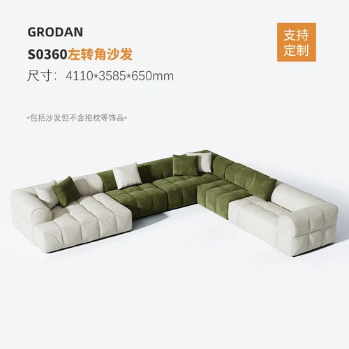 HJ Tofu Block Imperial Concubine Corner Full Leather First Layer Cowhide Living Room Sofa