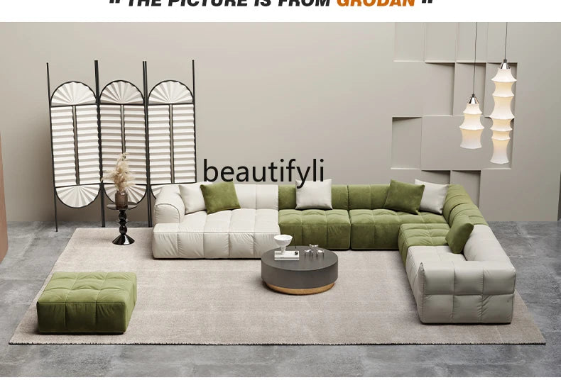 HJ Tofu Block Imperial Concubine Corner Full Leather First Layer Cowhide Living Room Sofa