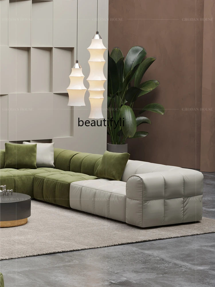 HJ Tofu Block Imperial Concubine Corner Full Leather First Layer Cowhide Living Room Sofa