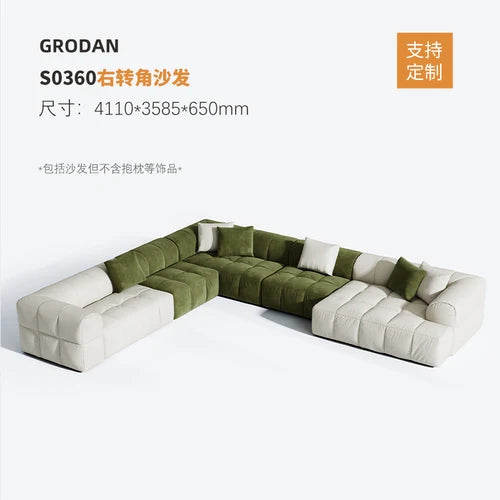 HJ Tofu Block Imperial Concubine Corner Full Leather First Layer Cowhide Living Room Sofa