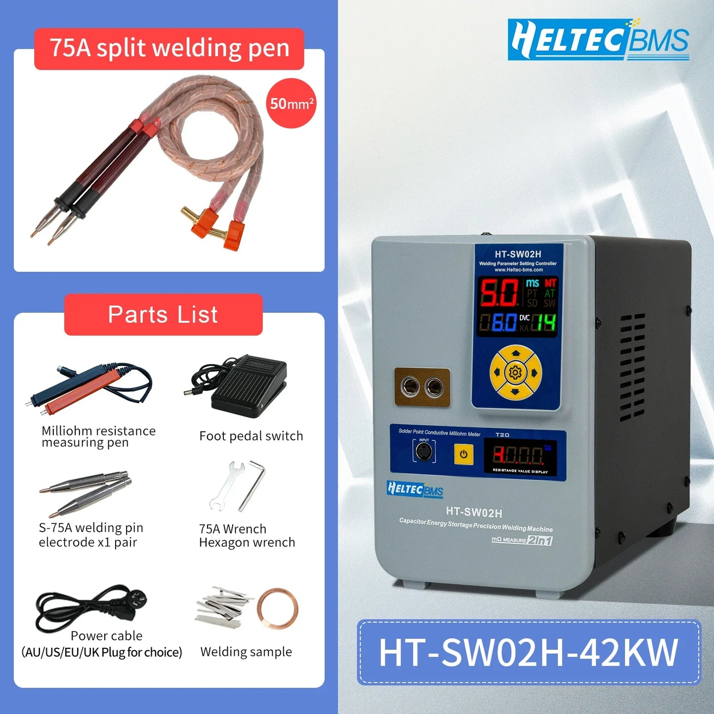 HT-SW02H Battery Spot Welder 42KW Capacitor Energy Storage Welding Machine/Portable Spot Welding Equipment for18650/14500/21700