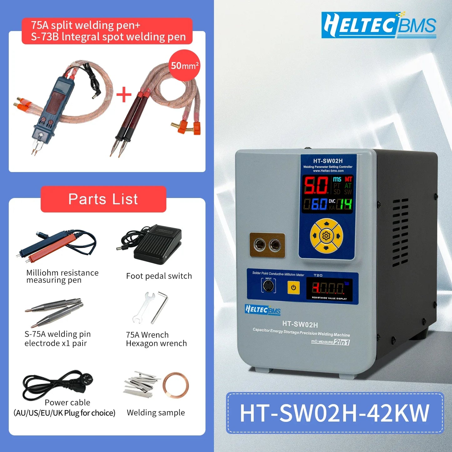 HT-SW02H Battery Spot Welder 42KW Capacitor Energy Storage Welding Machine/Portable Spot Welding Equipment for18650/14500/21700