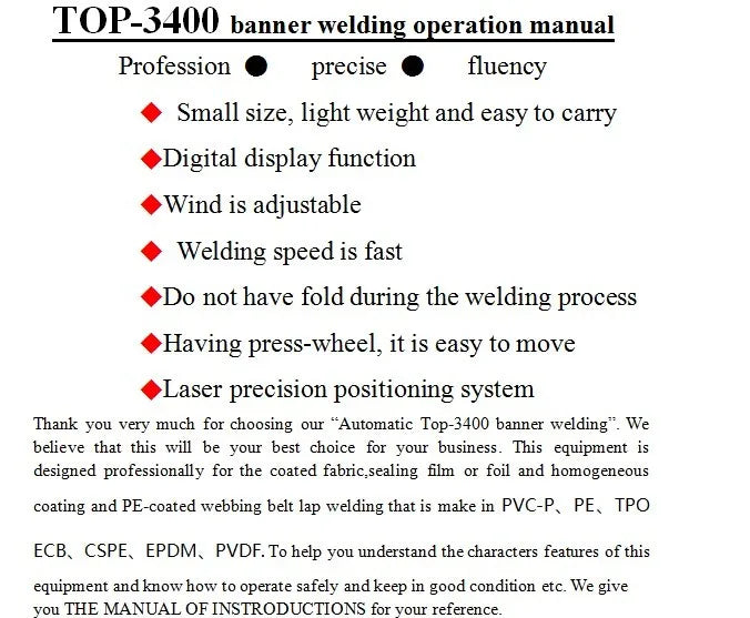 Hot-Air Overlap Welding Equipment for The Welding of Roofing Waterproof Membranes