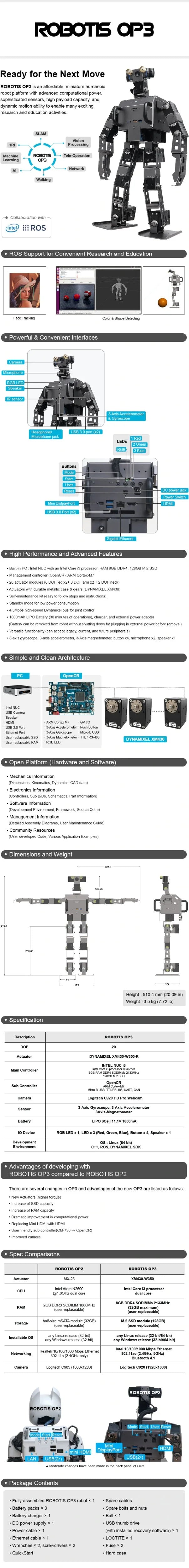 ROBOTIS OP3 Dynamic humanoid intelligent dual-core robot open source platform high-performance programming