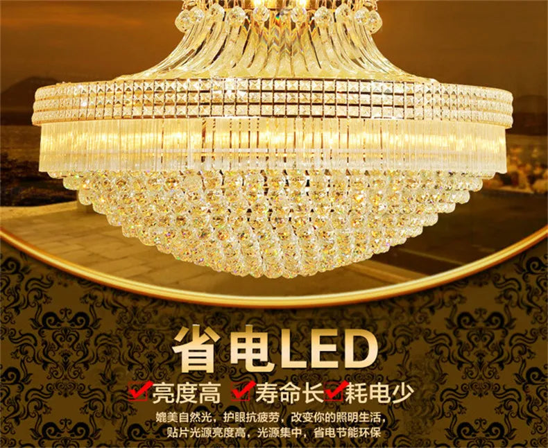 S gold LED crystal chandelier Duplex staircase hotel lobby club villa living room engineering lighting 1.2 1.5 m