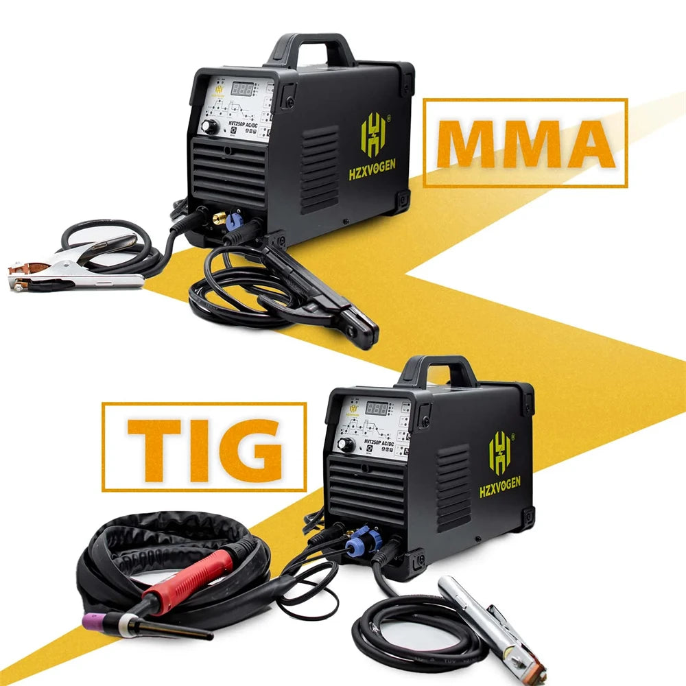 HZXVOGEN 200A Aluminum AC/DC Tig Welding Machine HF TIG/MMA ARC Pulse Argon Welder IGBT Inverter 2T/4T Welding Equipment HVT250P