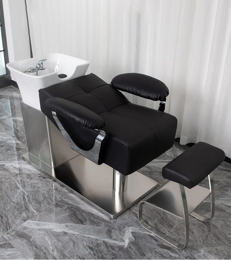 Hair salon semi reclining shampoo bed, hair salon specialized flushing bed, massage bed, hair salon ceramic basin shampoo bed
