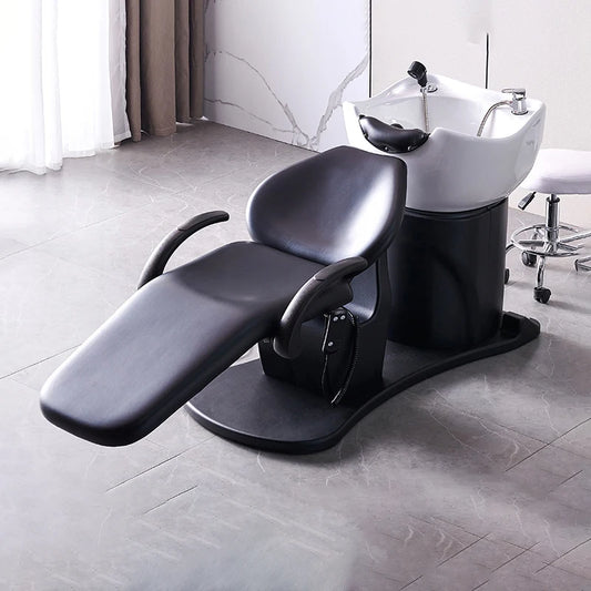 Hair salon semi reclining shampoo bed, hair salon specialized flushing bed, massage bed, hair salon ceramic basin shampoo bed