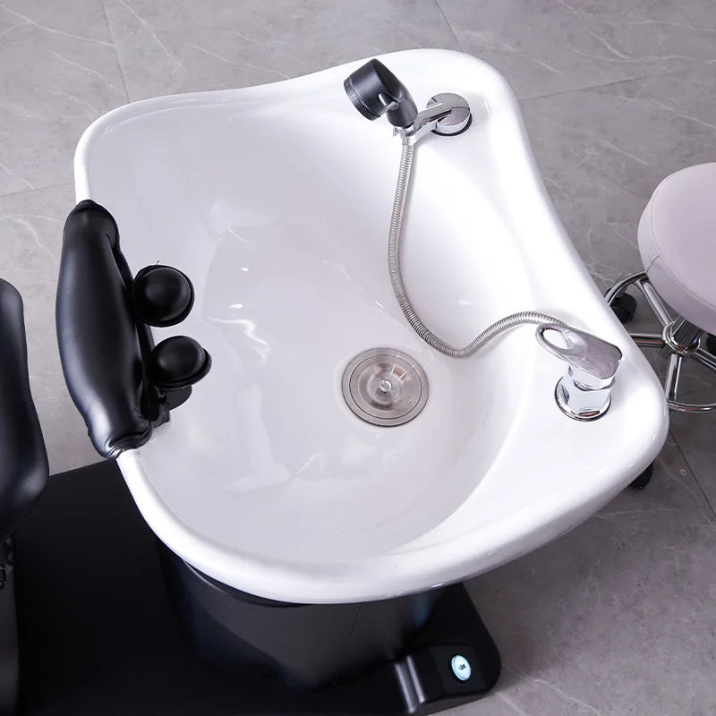Hair salon semi reclining shampoo bed, hair salon specialized flushing bed, massage bed, hair salon ceramic basin shampoo bed