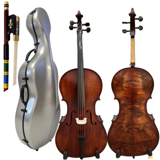 MMOOKA Hand Carved Left-hand song maestro Cello 4/4,Old spruce with hard case/Bow#19726
