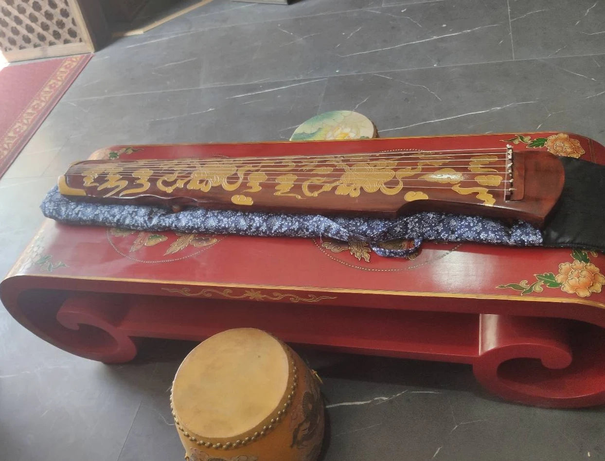 Hand drawn Guqin Brown Can be played and decorated Chinese string instruments
