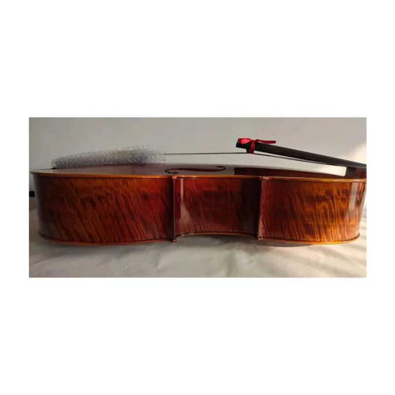 MMOOKA Hand made cello 4/4, ,solid wood flame maple back, ribs and neck, spruce top, SONG Brand 4/4 cello with bag,bow and rosin