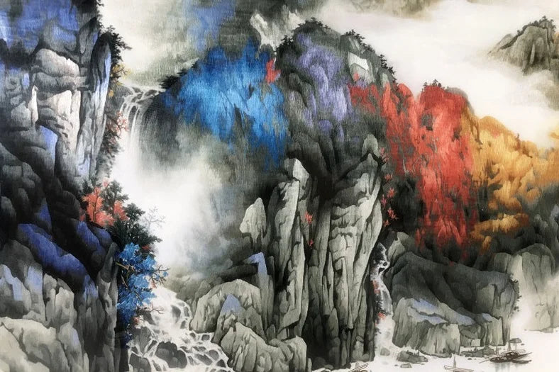 Handmade 100% Mulberry Silk Thread Finished Suzhou Embroidery not include frame,Landscape ,Not Include Frame 60*160cm