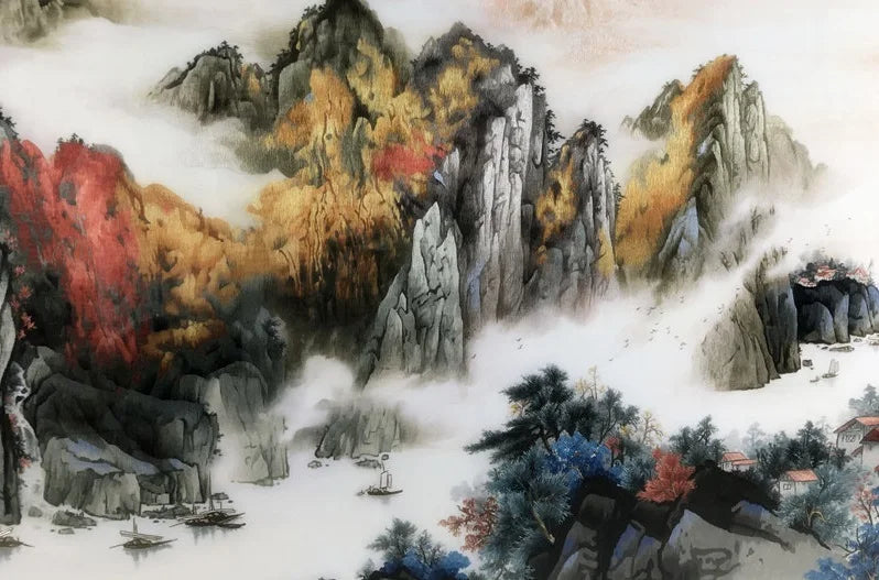 Handmade 100% Mulberry Silk Thread Finished Suzhou Embroidery not include frame,Landscape ,Not Include Frame 60*160cm