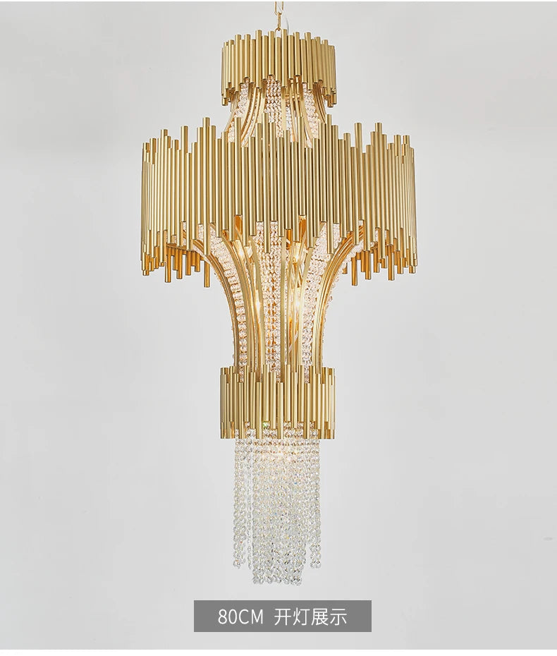Duplex building villa chandelier SCALA LUXXU luxury crystal jumping hotel lobby stair lamp