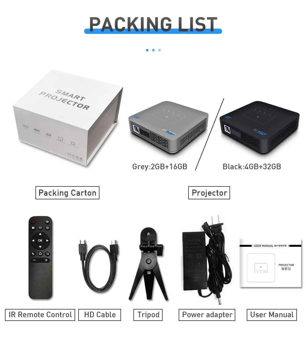 ANTNX WZATCO P15 1080P DLP Smart 3D Projector Portable MINI Projectors Android BT 5.4 Support 4K Video Home Theater Beamer Proyector ANTNX.COM