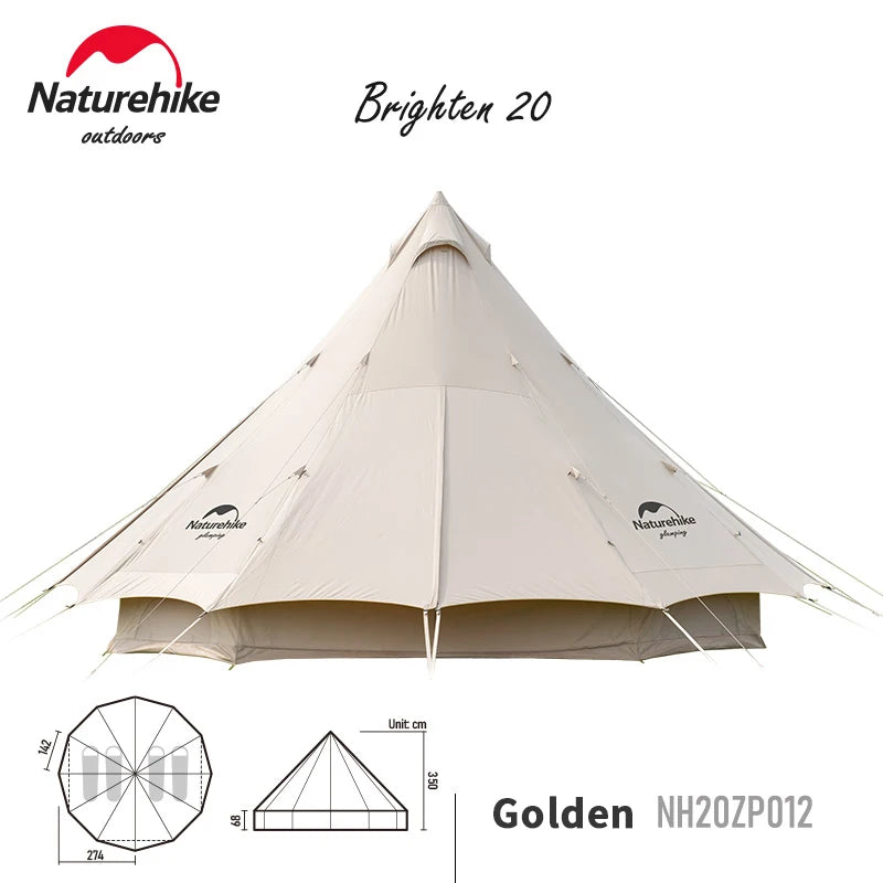 ANTNX Naturehike 20㎡ Large Camping Tent Tribe Pyramid 3-4 Person Tent Outdoor Windproof Family Tent Luxury Sun Shelter - Brighten20 ANTNX.COM