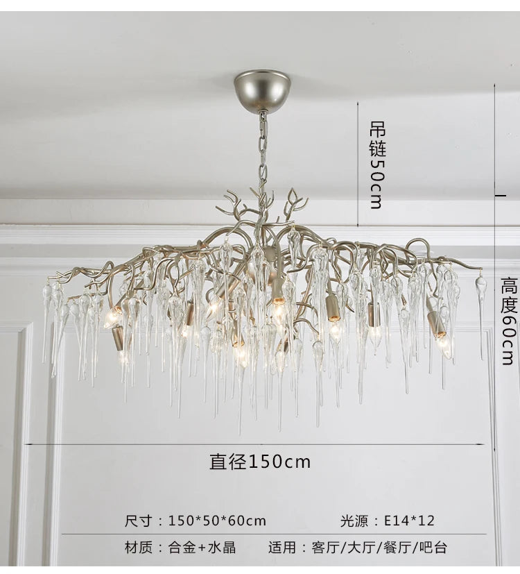 Modern living room chandelier crystal personality simple villa dining room bedroom French designer model office lamps