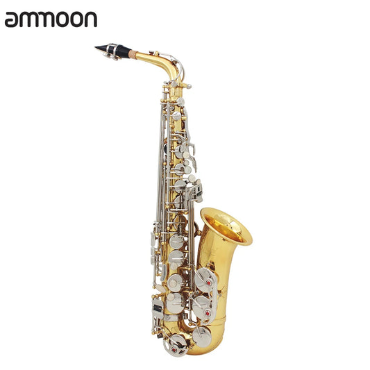 High Quality Brass Eb E-Flat alto Saxophone Sax Glossy Engraved Natural White Shell Button Wind Instrument with Hardshell Case