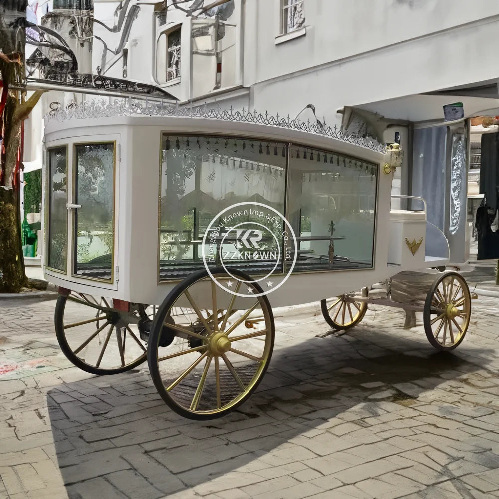 High Quality Electric Hearse White Funeral Car Funeral Supplier Coffin Horse Carriage for Sale