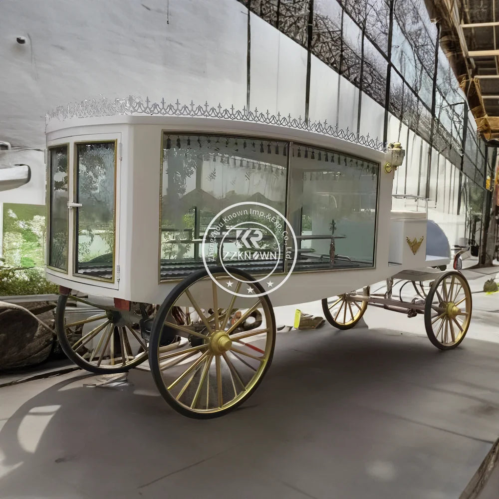 High Quality Electric Hearse White Funeral Car Funeral Supplier Coffin Horse Carriage for Sale