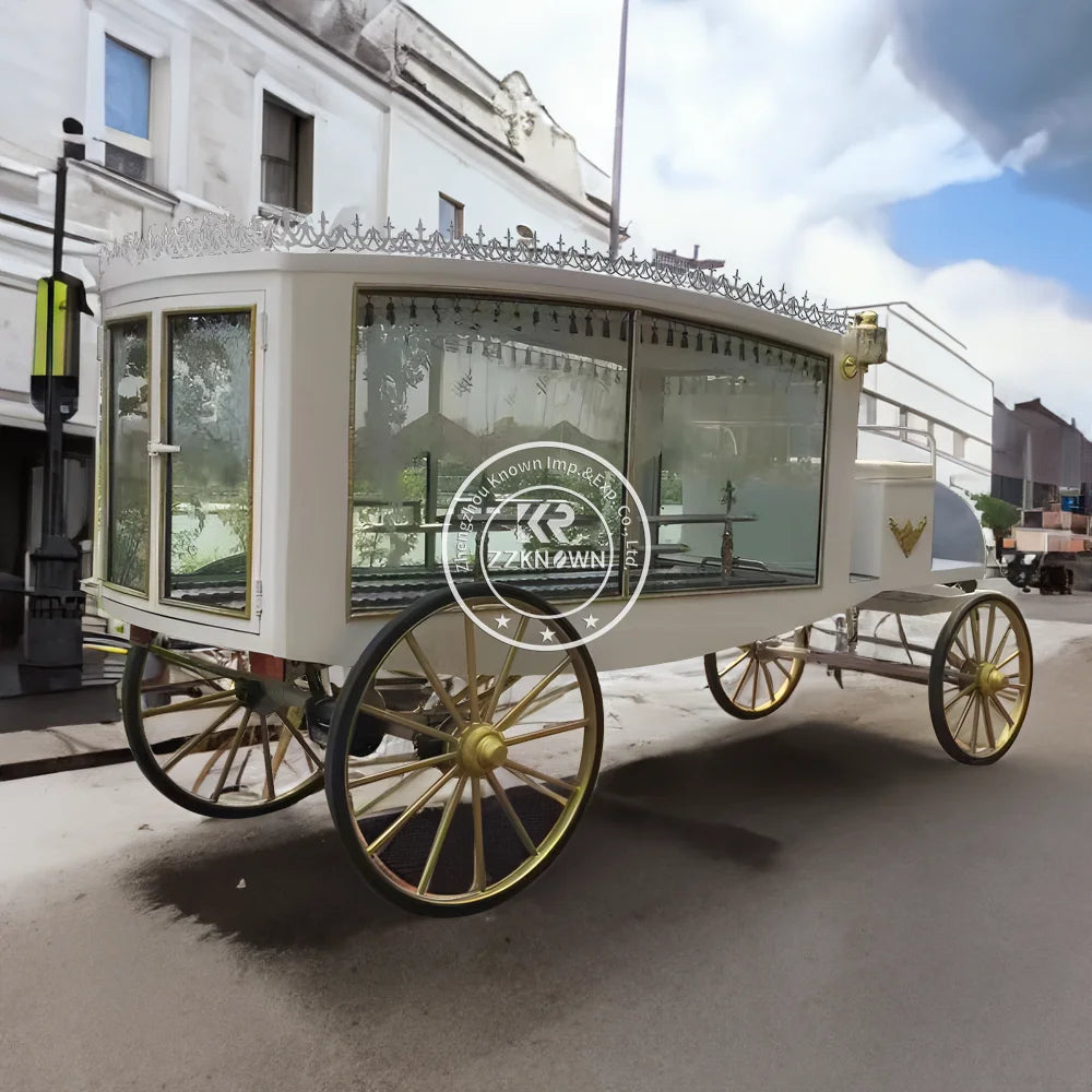 High Quality Electric Hearse White Funeral Car Funeral Supplier Coffin Horse Carriage for Sale