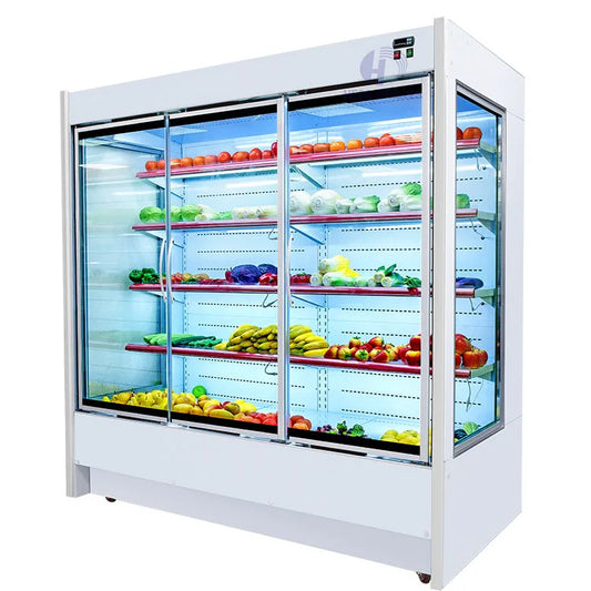High Quality Supermarket Chest Freezer Air Cooled Chiller Display Cooler Refrigerator For Vegetable Beverages Fruit