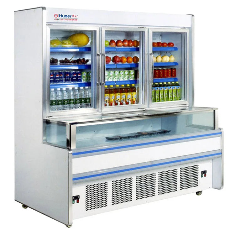 High Quality Supermarket Chest Freezer Air Cooled Chiller Display Cooler Refrigerator For Vegetable Beverages Fruit