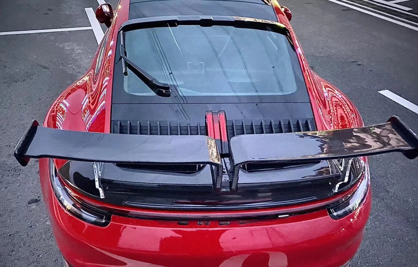 High Quality Tech-Art Style Carbon Fiber Rear Spoiler Wing Trunk Wing Separator Body Kit for Porsche 911 992 2019-2022