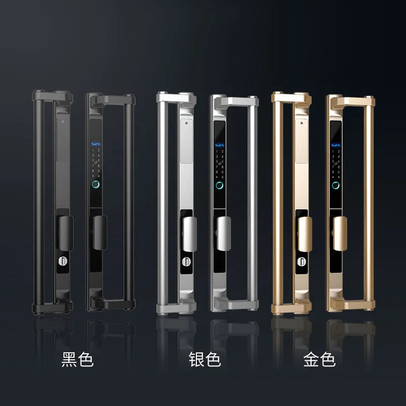 High-end broken bridge aluminum fingerprint lock big handle villa push-pull translation opposite door intelligent password door