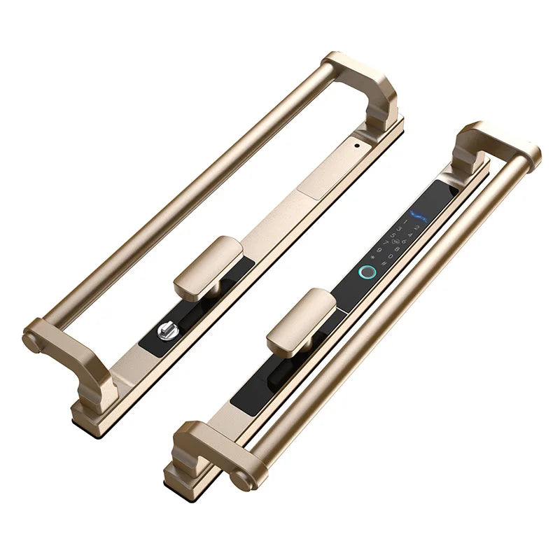 High-end broken bridge aluminum fingerprint lock big handle villa push-pull translation opposite door intelligent password door