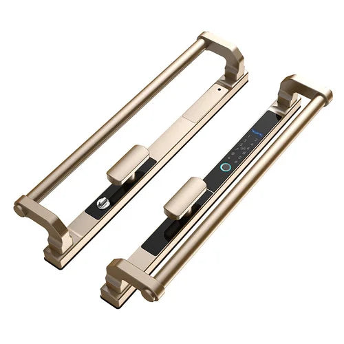 High-end broken bridge aluminum fingerprint lock big handle villa push-pull translation opposite door intelligent password door