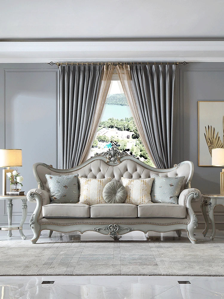 High end cowhide leather sofa with top layer, single, double, and three seat European classical luxury sofa