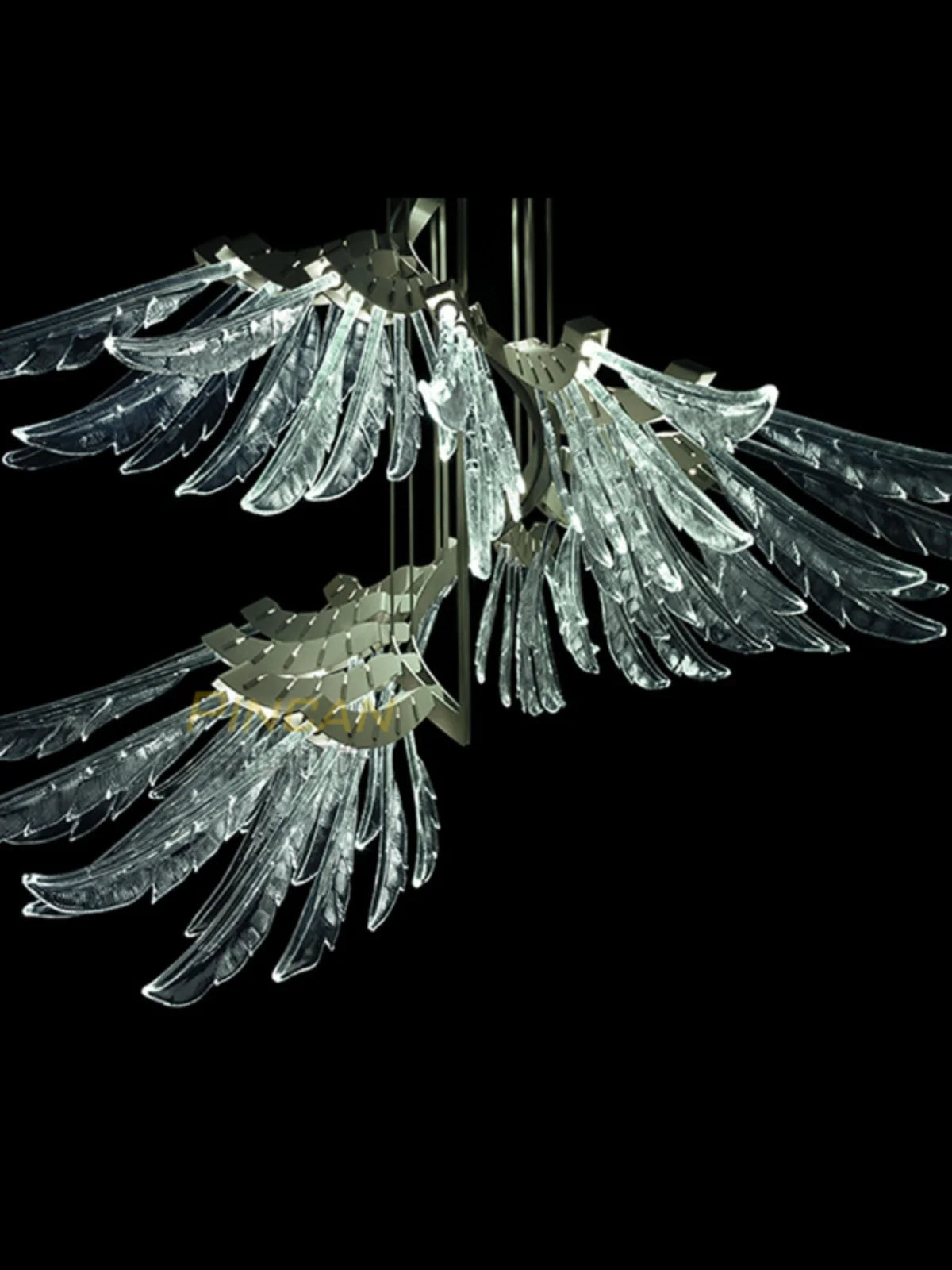High-end crystal glass chandelier personality feather ceiling lamp atmospheric villa hollow Loft staircase Loft hall lighting