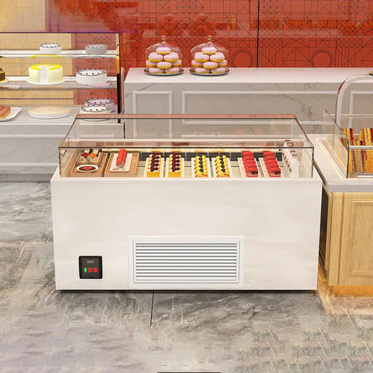 High end customized open sandwich freezer, horizontal island cabinet, fruit sushi fresh-keeping dessert cake display cabinet