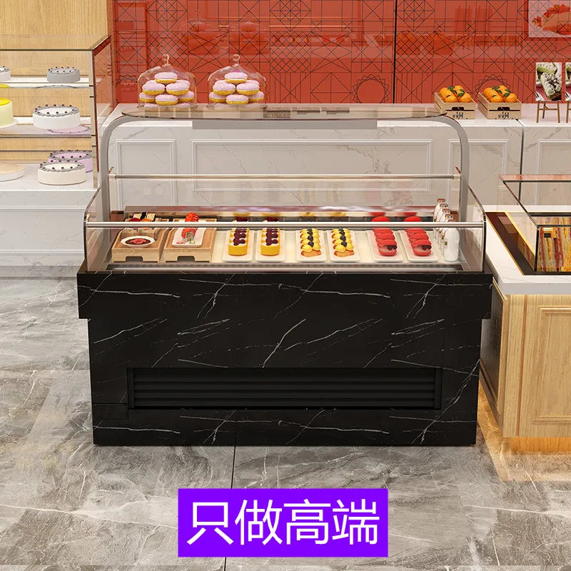 High end customized open sandwich freezer, horizontal island cabinet, fruit sushi fresh-keeping dessert cake display cabinet