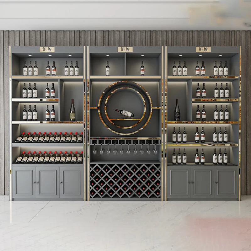 High end paint baking wine cabinet display cabinet red wine cabinet commercial winery wine cellar villa wine solid wood display
