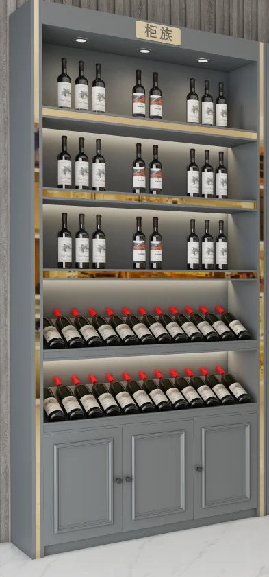 High end paint baking wine cabinet display cabinet red wine cabinet commercial winery wine cellar villa wine solid wood display