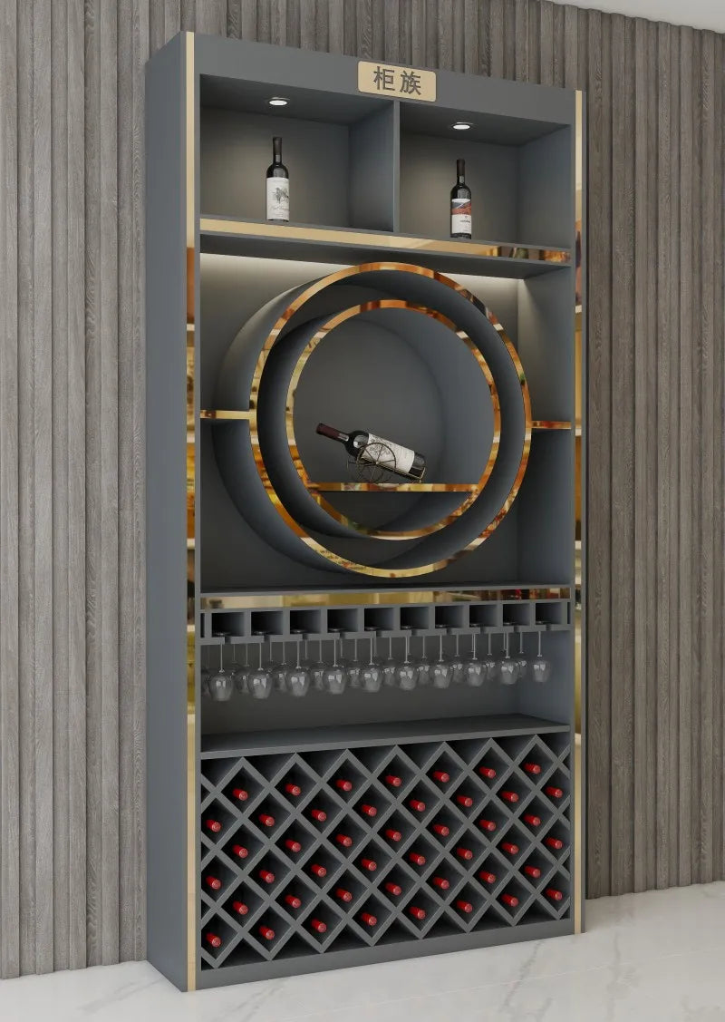 High end paint baking wine cabinet display cabinet red wine cabinet commercial winery wine cellar villa wine solid wood display